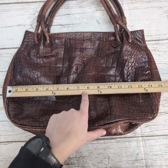 Le Tanneur Brown Crocodile Leather Handbag - Picture 2 of 9